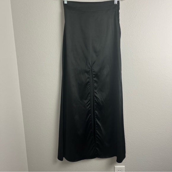 For Love And Lemons Women’s Maxi Skirt Satin Slit Black Size S High Waisted - Picture 6 of 15